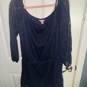 Lilly Pulitzer Navy Blue Crochet Romper